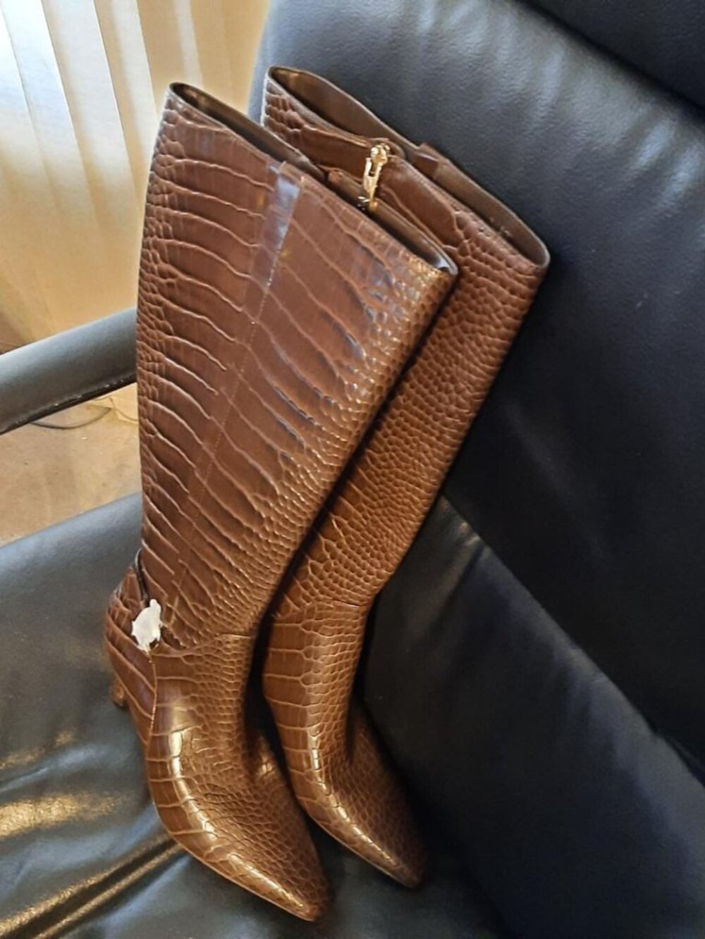 NEW TAG ! Naturalizer Women Eartha Knee High Boot Chocolate Bar Croco Size 6